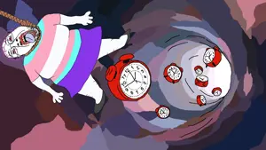 bernd, hanging troonjak, troonjak, 1soyjak, ack, alarm clock, black eyes, bloodshot eyes, chris tyson, clock