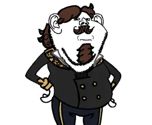 impish soyak ears, 1soyjak, almost full body, american civil war, brown hair, confederate, dark brown hair, ear, ears, fat