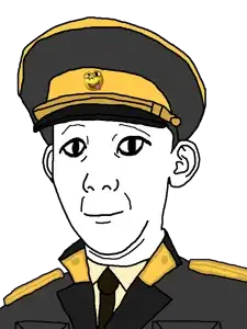 kuzjak, zany, nonexistent admins, nonexistent namefags, nonexistent splinters, 1soyjak, black eyes, cap, closed mouth, clothes