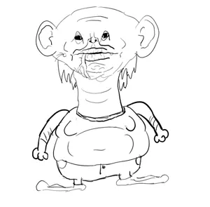 bald, big ears, big lips, chin, clothes, double chin, drawing, drool, drooling, dumb
