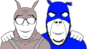 cobson, feraljak, cobson front2, feraljak front, wholesome feraljak, no more brother wars, 2soyjaks, animal ears, bald, capeshit
