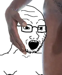 soyak, 1soyjak, bbc, black eyes, black man, bull, finger, glasses, gynaecomastia, hands