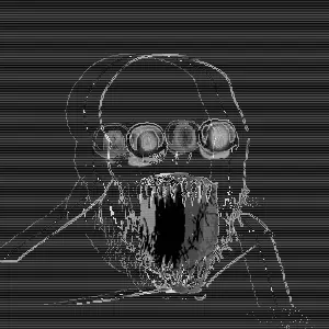 feraljak, feraljak (crazed), 1soyjak, 3dgifmaker, crazed, distorted, eyebags, horror, monochrome, no eyebrows