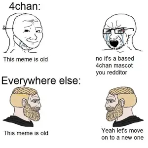 smug wojak, wojak, yes chad, soyak, soyak (crying), 2soyjaks, 4chan, bald, beard, black glasses