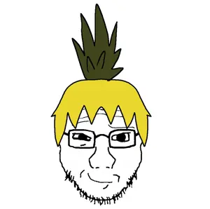 nate higgers, soyak, natejak, 1soyjak, blonde hair, closed mouth, food, fruit, glasses, hair
