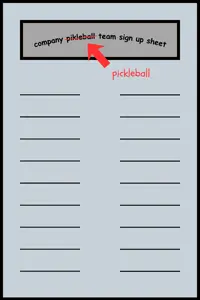 arrow, black text, colored text, company, crossed out, english text, gray background, pickleball, poster, red arrow