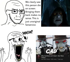 cad bane, darth sidious, palpatine, excited soyjak, soyak, soyak (irritated), waow, wewjak, 2soyjaks, bald