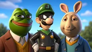 cheesecake, buster baxter, luigi, mr l (super paper mario), pepe, pepelaugh, 3nas, amphibian, animal, bunny