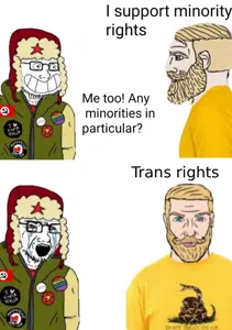 yes chad, yes chad front, soyak, so true!, calarts, 2soyjaks, antifa, antifa badge, beard, big smile