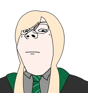malfoid, gapejak, female gapejak, femjak, 1soyjak, blonde hair, blue eyes, closed mouth, clothes, female