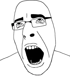 cobson, 1soyjak, ahegao, angry, bald, black eyes, frustrated, gaping mouth, glasses, irritated
