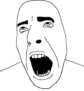 cobson, 1soyjak, ahegao, angry, bald, black eyes, frustrated, gaping mouth, irritated, looking up