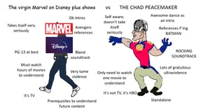 chad thundercock, peacemaker, virgin, 2nas, antihero, chad, clothes, disney, disney+, full body