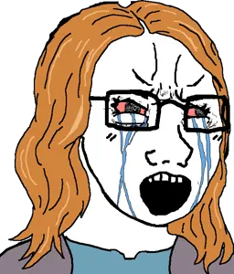 soyak, female soyak, soyak (crying), femjak, foidjaks, 1soyjak, bald, black eyes, bloodshot eyes, clothes