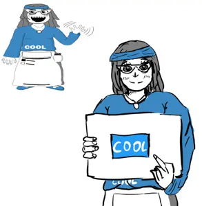 cooltan, soytan, 1soyjak, blue shirt, clothes, cool, dress, emoji, front view, full body