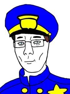 police man ganson, chudjak, kuzjak, chuzjak, aryan, aryan soyjaks, 1soyjak, a10 eyes, animated, blue eyes