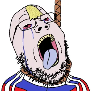 bernd, gapejak, hanging troonjak, troonjak, wholesome soyjak, ack, blonde hair, bloodshot eyes, clothes, crying