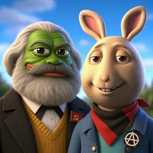buster baxter, pepe, amphibian, anarchism, anarcho-communism, animal, bunny ears, clothes, communism, frog
