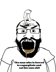 markiplier soyjak, science lover, 1soyjak, angry, beard, black eyes, eyebrows, front view, fussy, glasses