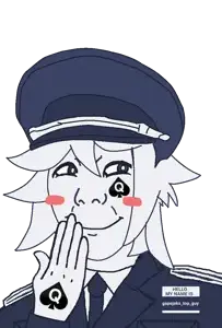 oliver, bbc slut, blush, cap, clothes, hands on face, hat, looking, military cap, military uniform