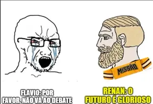 yes chad, soyak, soyak (crying), 1soyjak, bald, beard, black glasses, black text, blonde beard, blonde hair