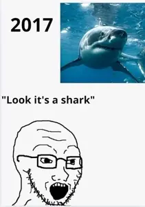 soyak, 1soyjak, 2017, animal, bald, black glasses, black text, english text, eyes, fish