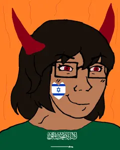 soyak, female soyak, femjak, foidjaks, 1soyjak, arab, bloodshot eyes, blush, brown skin, closed mouth