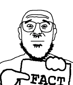 billson, countryaryan fact!, 1soyjak, bald, black eyes, closed mouth, ear, fact, glasses, looking at you