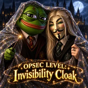 pepe, pepelaugh, opsec level, anonymous, black eyes, castle, cloak, closed eyes, closed mouth, front view