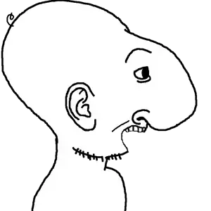 nothingburger, sidejaks, 1 hair, 1soyjak, aliased, bald, beard, big nose, ear, large nose