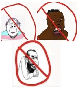 happy merchant, bernd, feraljak, feralnigger, troonjak, 3soyjaks, anti, ban, big nose, black skin