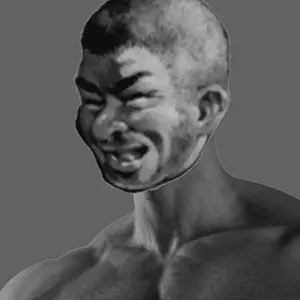 gigachad, 1nas, bald, beard, big nose, buff, closed eyes, ear, ears, gigger