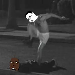 chudjak, cobson, 2soyjaks, american history x, angry, black skin, closed mouth, curb stomp, glasses, hair