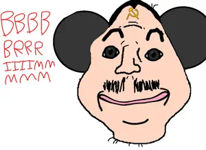 mickey mouse, sheeeit, timmy, 1nas, brimstone, communism, english text, eyebrows, forehead lines, hammer and sickle