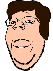 gapejak, wholesome soyjak, 1soyjak, beard, black eyes, did this in ibispaint award, glasses, happy, head, head only