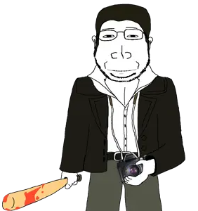gapejak, massjak, massjak front, wholesome soyjak, 1soyjak, almost full body, black eyes, blood, brown hair, dead rising