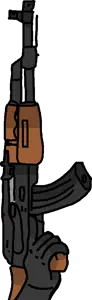 accessory, ak-47, assault rifle, firearm, gun, hand, holding firearm, holding gun, holding object, holding rifle