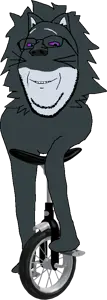 gapejak, wholesome soyjak, 1soyjak, animal, ear, full body, glasses, gray hair, gray skin, half open mouth