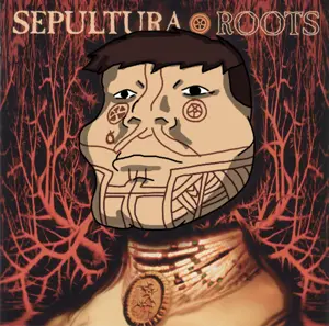 meximutt, brazilaryan, brazilmutt, mexiaryan, 1soyjak, album cover, brown hair, closed mouth, drawn background, english text