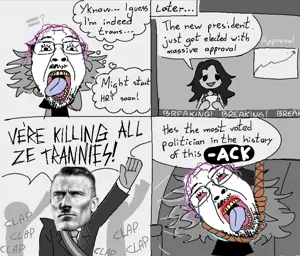 gigachad, bernd, hanging troonjak, troonjak, 2soyjaks, ack, adolf hitler, black eyes, black hair, brazil