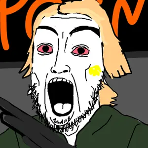 scientolojak, 1soyjak, assault rifle, beard, black eyes, blonde hair, canada, communism, drawn background, gay