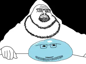 doughjak, neckbeardjak, 2soyjaks, bald, black background, black eyes, blue skin, chubby, closed mouth, fat