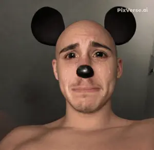 mickey mouse, commiejak, mickey, bald, big pupils, brim, brimstone, crying, eyebrows, half open mouth