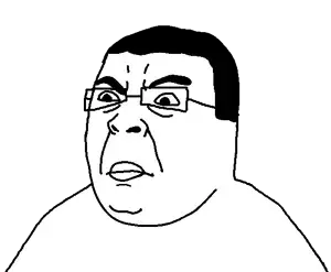 alijak, chudjak, alichud, chuddified soyjaks, fusionjaks, 1soyjak, black eyes, black hair, chin, chud