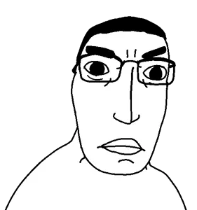 chudjak, xylophono, xylochud, chuddified soyjaks, fusionjaks, black eyes, black hair, chin, chud, closed mouth