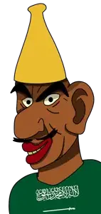 baal, black hair, brown skin, child sacrifice, hair, half open mouth, looking at you, moloch, mustache, no glasses