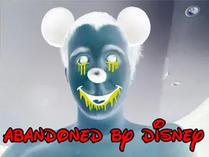 mickey mouse, abandoned, abandoned by disney, communism, inverted, no glasses, real life, red text, shirtless, text