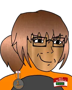 soyak, soygirl, femjak, 1 year on bald men with glasses website, 1soyjak, black eyes, bronze, bronze hair, bronze skin, closed mouth