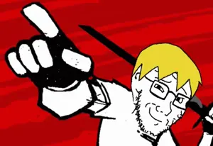 nate higgers, soyak, soyak (enraged), natejak, 1soyjak, angry, black eyes, blonde hair, bowl cut, bro strider