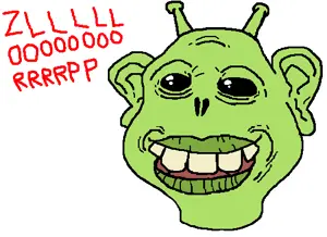 sheeeit, alien, antenna, black eyes, brown skin, ear, grassskin, green lips, green skin, hair
